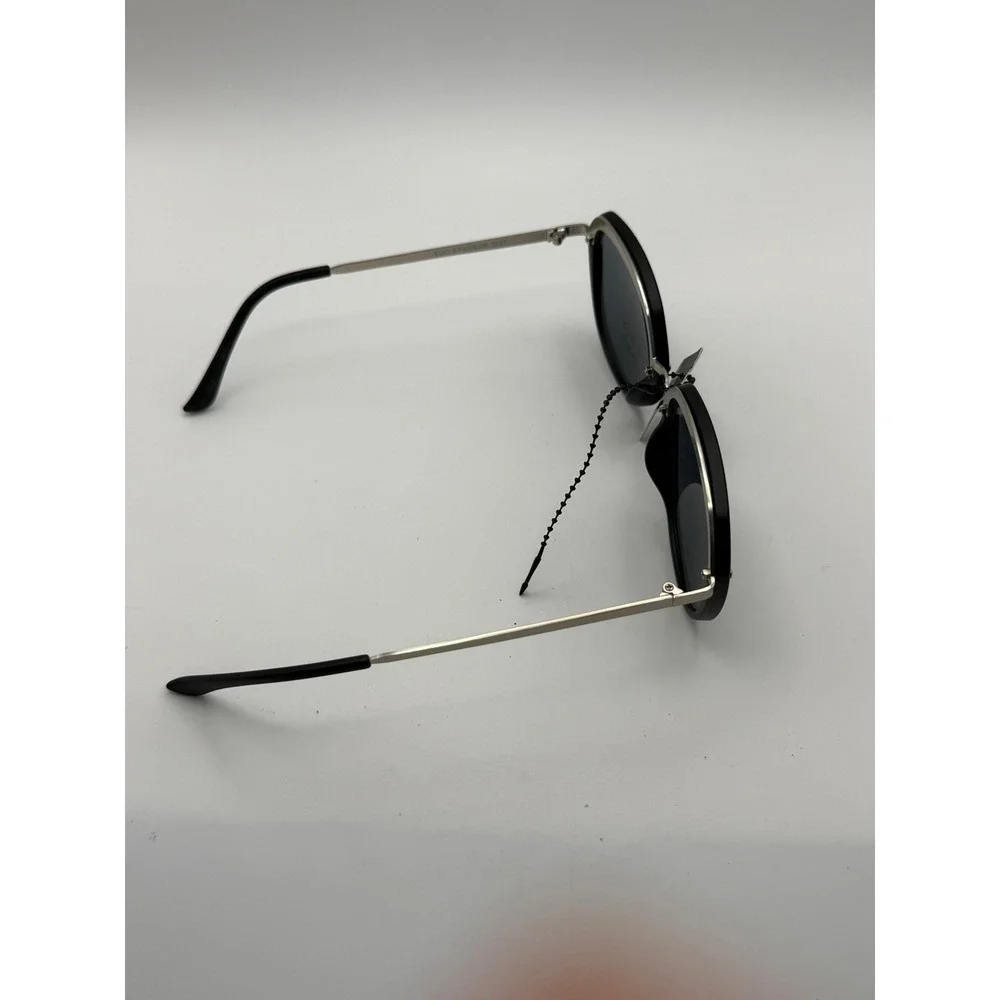 Lulus Ego UV400 Oversized Round Sunglasses Matte Black Silver 3247 NEW